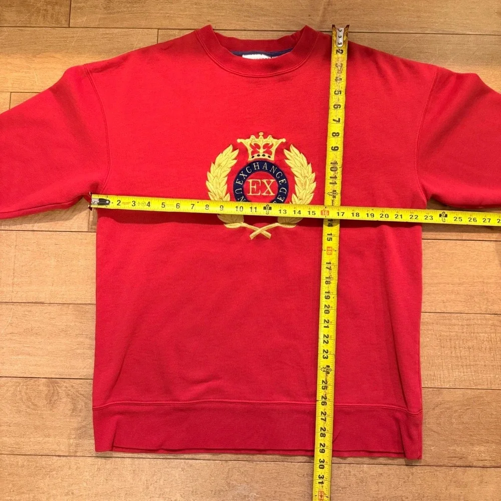 Exchange Unlimited Sweatshirt Mens M Red Vintage Crest Embroidered Crewneck